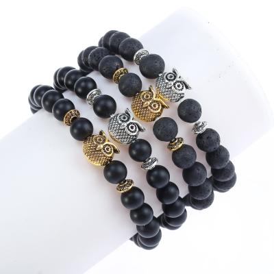 China Owl Trendy Trendy Hot Bracelet For Men's Lava Stone Stretch Bracelets Bead Custom Jewelry Fast Shipping for sale