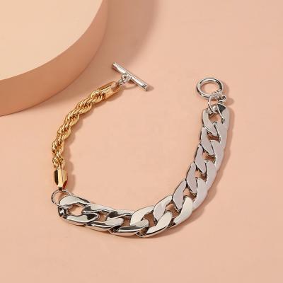 China Trend Fashion Simple Cuban Snake Thick Hip Hop Chain Link Bracelet For Women Accessories With Ot Buckle for sale