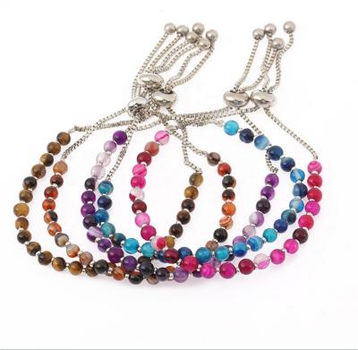 China Hot Women Multiple Color Products Luck Agate Stone Bead Trendy Trendy Adjustable Bracelets for sale