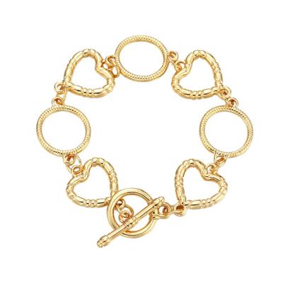 China Gold Alloy Chunky Heart Chain Link BOHEMIA Good Quality Wholesale Custom Women's Bracelets for sale