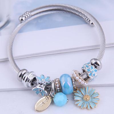 China Wholesale Fast Delivery DIY Charm Handmade Jewelry Stainless Steel Cuff Adjustable Size Open Bracelet For Women Girl for sale