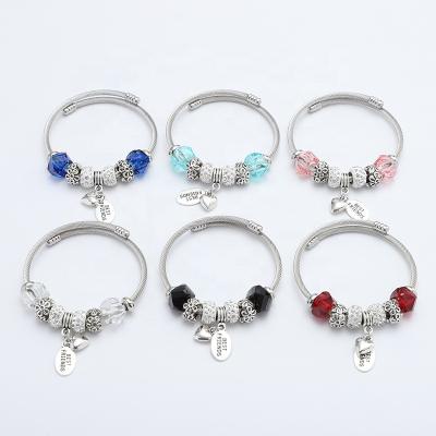 China FASHIONABLE September Newcomer Heart Charm Bracelet for Girl Logo Crystal Beads Best Friends Jewelry Custom Made for sale