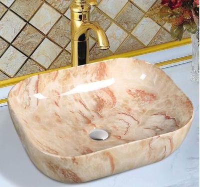 China New Design Marble Sink Vanity Square Marble Basin Ceramic Basin Wash Basin Easy Clean Solid Surface Countertop for Bathroom for sale