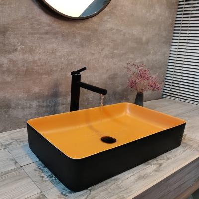 China Colorful Modern Ceramic Sanitary Ware Bathroom Sink Above Counter Wash Basin for sale