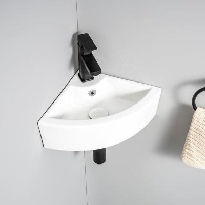 China Hung Hand Wash Basin Bathroom Ceramic Wall Mounted Corner Sink Dining Room Easy Clean Lavabo Small Corner for sale