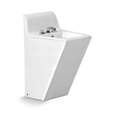 China Easy Clean Pedestal Goodone Square Freestanding Bathroom Ceramic Hand Sink for sale