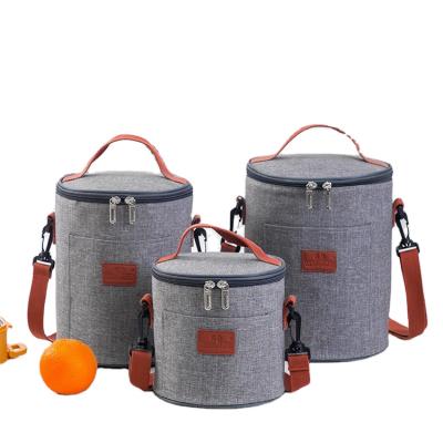 China Logo printed round waterproof bento bag outdoor aluminum foil picnic bag customer insulation bag for sale