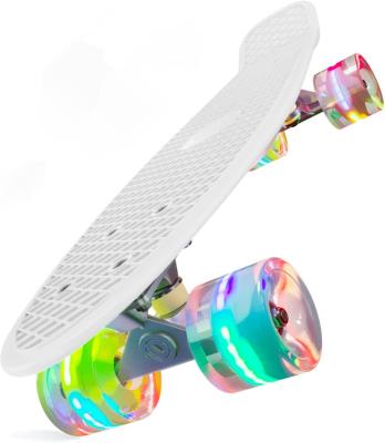 China Youth Skateboards 22 Inch Complete Mini Cruiser Retro Skateboard With Colorful Light Up Wheels For Kids Girls Boys Beginners for sale