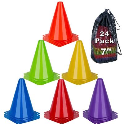 China PVC 24PCS Raining Plastic Traffic Cones Set - Outdoor & Indoor Party Events Agility Cones, Flexible Sports Football Cone Sets for sale