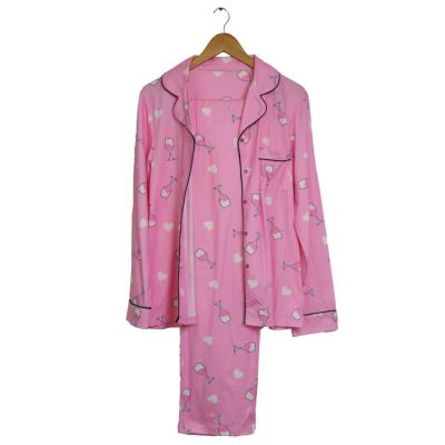 China Wholesale Women's Sleepwear Cute QUICK DRY Nightgown Long Sleeve Tops And Bottoms Womens Long Pajamas Sets for sale