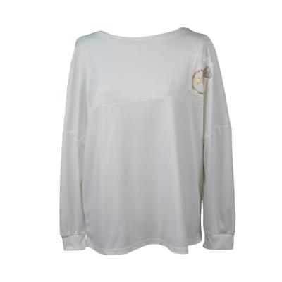 China Round Neck PRINT Foil Anti-Wrinkle Long Sleeve Polyester Women's Top T-Shirts for sale