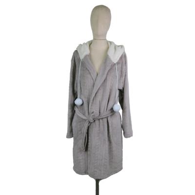 China QUICK DRY Hooded Stripped Super Cutout Bathrobe Women Spa Robes Pajamas Long Flannel Fleece Robe Women Warm Sleepwear for sale