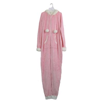 China QUICK DRY Cute Pom Pom Winter Long Jumpsuit Long Robe In Pajamas Homewear Women Hooded Sleepwear for sale