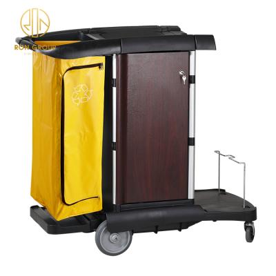 China Plastic Hand Push Service Hotel Room Household PP Restaurant Cleaning Trolley for sale