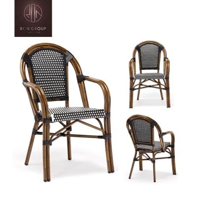 China New Fashionable French Style Outdoor Cafe +PE Aluminum Rattan Dining Chair For Restaurant for sale