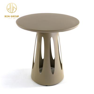 China Eco-freindly customized design modern weather resistant smooth aluminum restaurant fashion round table for indoor outdoor dining table for sale