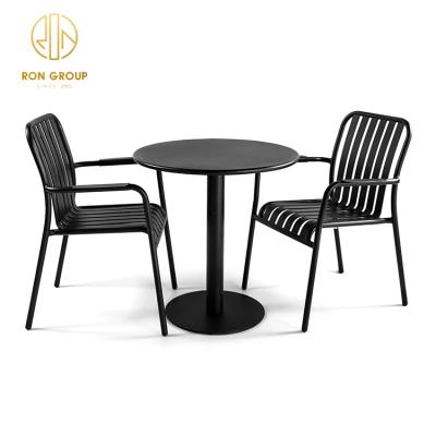 China Stackable Outdoor Aluminum Armchair 2021 New Vintage Industrial Aluminum Restaurant Dining Chair for sale