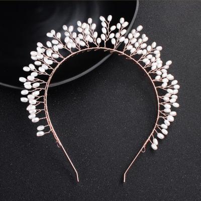 China Manufacturers New Tiara Bridal Hair Decoration WT023C Handmade Two Color Alloy Pearl Decoration Wedding Banquet Women Headband Hair Accessories for sale