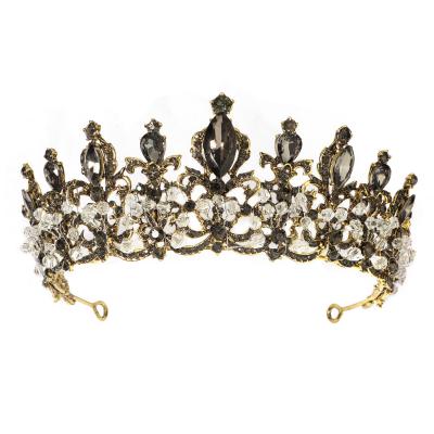 China Wedding Handmade Rhinestone Alloy Rhinestone Crystal Crown Bridal Jewelry Hair Accessories Newest Retro Black Hair Accessories WT033C Crowns Tiaras for sale