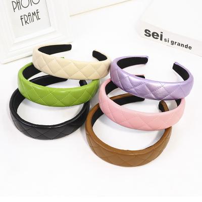 China Wholesale European and American solid color simple adult flat headband headband WT706A style PU leather headbands for women 2020 for sale