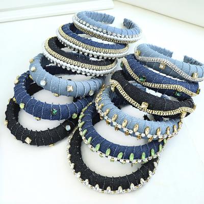 China Perfect New Style Finish WT888A 2020 Lattice Fabric Girl Headbands Rhinestone Rhinestone Headbands Women Jewelry Accessories for sale