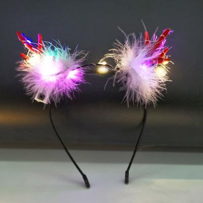 China Unique Eco-friendly WT1016A LED Party Headband Demon Style Thin Hairy Fashion Hairband Light Headbands For Girl Diadema for sale