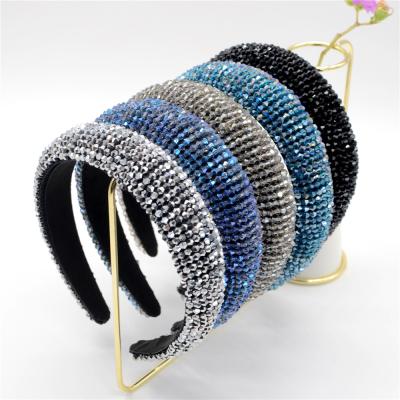 China WT1234A Style WT1234A Velvet Sponge European and American Thick Diamante Headbands Novelty Jewelry Encrusted Rhinestone Padded Sparkly Headbands for Women for sale