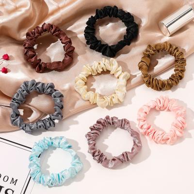 China New WT027B fashion beautiful INS satin hair circle solid color Korean thin main rope tied ponytail hair circle custom female for sale