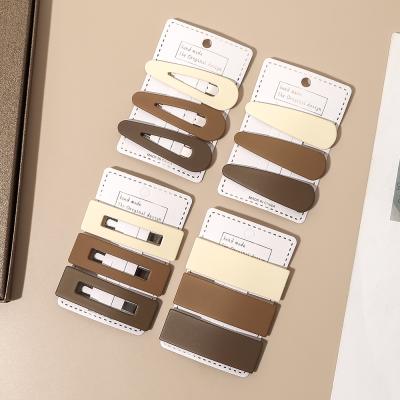 China CIA Environmental Friendly Hot Selling Plastic BB Smiple Clips 7.5cm Matte Coffee Color Hair Clips For Girl for sale