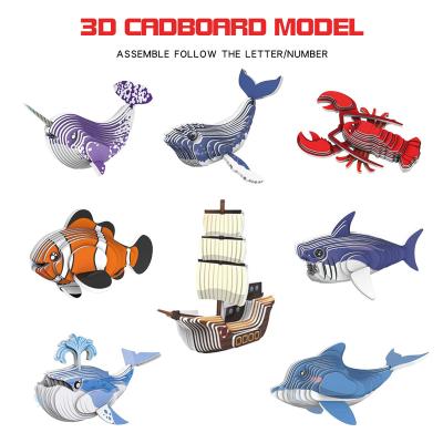 China 3D Puzzles Cardboard Children Educational Creative Toys 3D Puzzles Animal DIY Cardboard Puzzles Model for sale