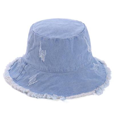 China New Character Denim Sunscreen Outdoor Fisherman's Hat Women's Summer Bucket Hats And Hats V010-1 for sale