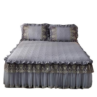 China Viable bed skirts set bilateral double layer bedspread sheet bed skirt + 2 pairs of pillowcase sheets V068 for sale