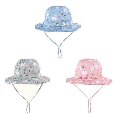 China Outdoor Reversible Faded Image Spring Kids Designer Flower Cotton Print Babies Sun Hat for sale