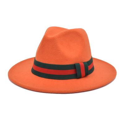 China 2021 Fashion Women's Large Brim Trilby Hat Panama Hat Eco-friendly Soft High Quality Felt Hat Men for sale