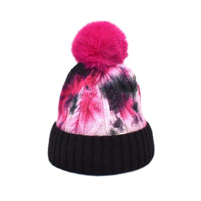 China New Design JOINT Winter Beanie Hats Fashion Tie Dye Knitted Custom Colors Solid Color Beanie Hats for sale