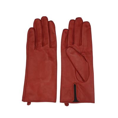 China Monday Purplish Red Sheepskin Gloves Comfortable Women's Leather Gloves With 100%Polyester Lining For Fall/Winter for sale