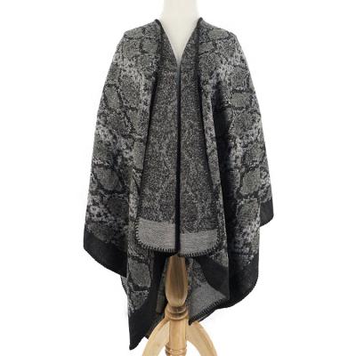 China European American Ladies Autumn And Winter Snake Pattern Jacquard Woven Shawl Poncho for sale