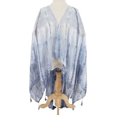 China Women Classic Print Scarf Summer Soft Polyester Poncho For Winter Ladies Print Striped Shawl With Tassel for sale