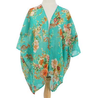 China 2020 Classic Flower Chiffon Shawl Women Spring Summer Sun Poncho Modern Style Wholesale for sale