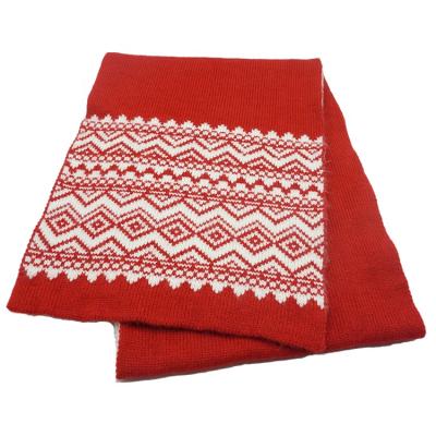 China Soft touch feeling red knitted scarf with elegant special white jacquard pattern other scarves for sale