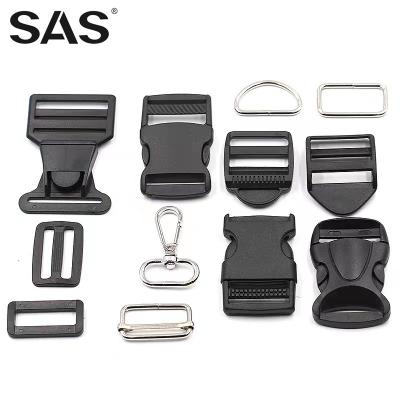 China Good Quality Eco-friendly SAS Different Size Engraved Logo Colorful Plastic Quick Release Buckle For Bags for sale