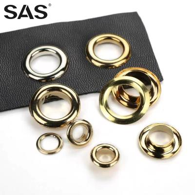 China SAS Nickel Free High Quality Round Customized Logo Size Gold Sliver Plating Metal Supplies Grommets Grommets For Shoes Bags for sale