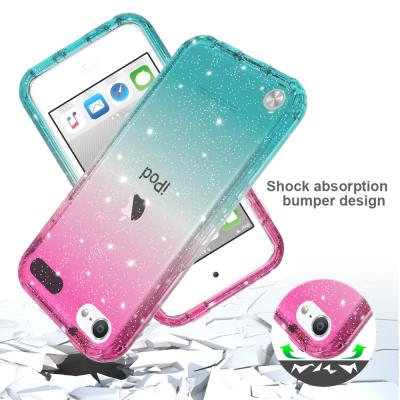 China 2 in1 Attractive Design Shockproof TPU PC Glitter Phone Case For iPod Touch 567 Glossy Gradient TPU Back Cover Mobile Case for sale