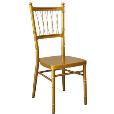 China Modern Cheap Price Round Gold Stainless Steel Hotel Wedding Back Chair For Party Rental for sale