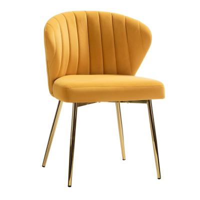 China Wholesale modern luxury nordic metal legs cushion velvet fabric design cheap metal dining chair for sale