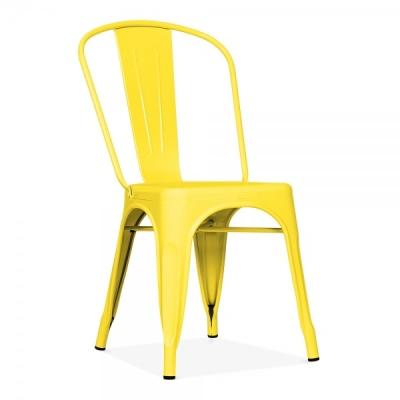 China Modern Stackable Modern Restaurant Classic Yellow Metal Frame Metal Frame Industrial Home Dining Chair for sale