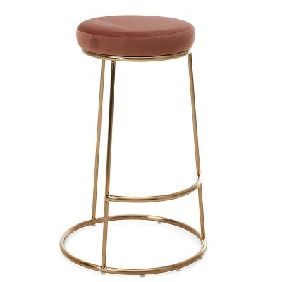 China Factory Wholesale Price Modern Metal Legs Velvet Seat Modern Bar Chair Stool With Iron Base for sale