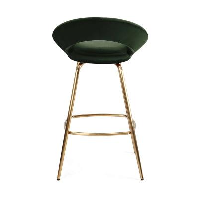 China Modern Made In China Green Kitchen Velvet Modern Metal Bar Stool Counter Chair With Arms for sale