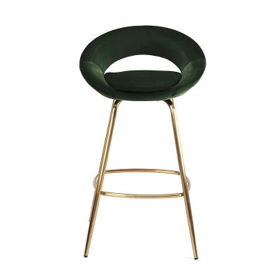 China High Modern Light Leg Bar Chair Leisure Front Desk Stool Metal Luxury Velvet Bar Chair for sale