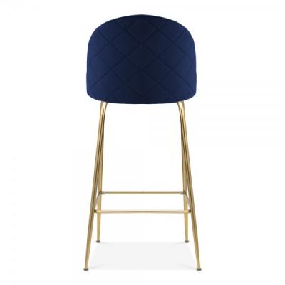 China Modern Stool Modern Metal Furniture Blue Cafe Dining Stool Upholstered Bar Stool for sale